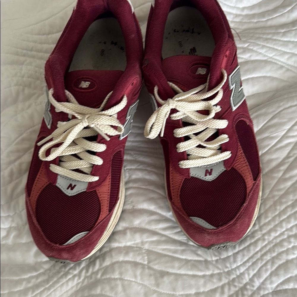New Balance Burgundy and White Athletic Shoes